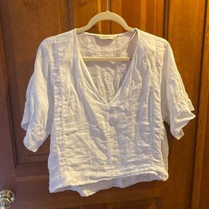 White linen t-shirt blouse